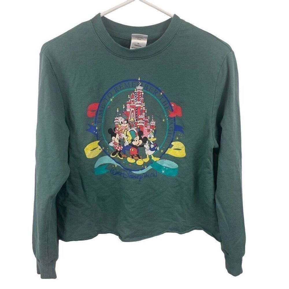 Authentic Disney Teal Green Blue‎ Long sleeve Crewneck Sweatshirt Size XS
